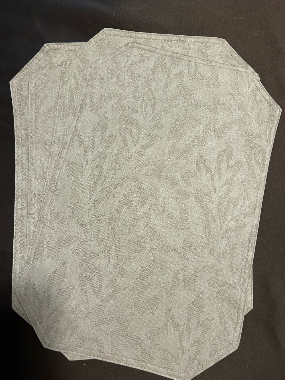 Neutral Leaf Jacquard Placemat Set - 4pc